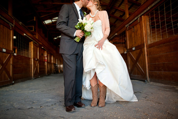 boots and wedding dress