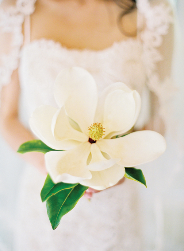 Magnolia blossom wedding bouquet